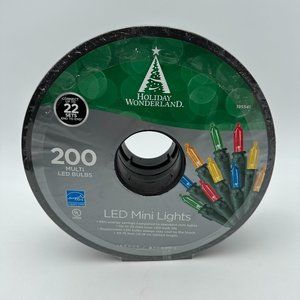 Holiday Wonderland 200 Multi-Color LED Mini Lights Christmas Holiday Lights, new